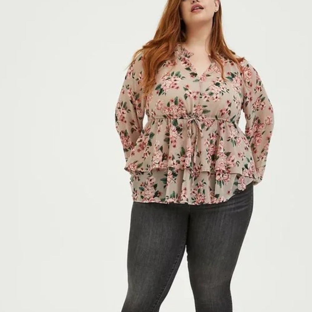 Torrid Floral Chiffon Double Layer Blouse